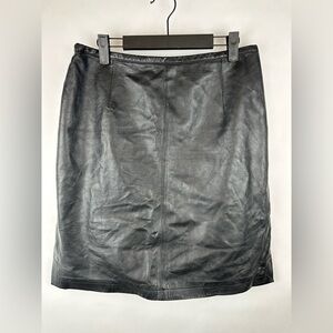 Vintage Black 100% Genuine Leather Skirt | US Size 12